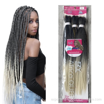 Easy Braiding Synthetic Ombre Crochet Braid Hair Extensions Soft Yaki Straight 3X Pre Stretched Braiding Hair